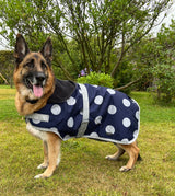 Navy and Grey Spotty Waterproof Dog Coat