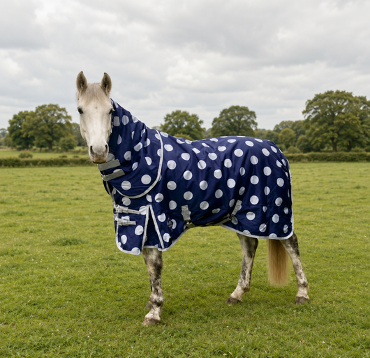 100g Navy and Grey Spotty Turnout Rug