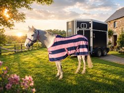 Pink and Navy Stripe Fleece rug