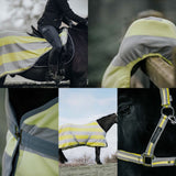 BUNDLE OFFER - Grey and Lemon Stripe Fleece, Exercise Sheet, Headcollar and Saddle Cover