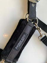 Black Sparkly Fleece Lined Headcollar and Leadrope Set