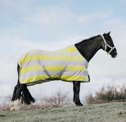Grey and Lemon Stripe Fleece rug