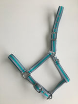 Grey and Teal Headcollar and Leadrope Set