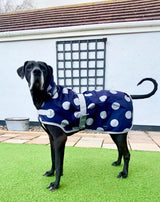 Navy and Grey Spotty Waterproof Dog Coat