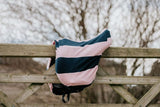 Pink and Navy Stripe Saddle Cover