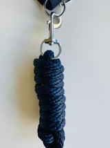 Navy Sparkly Fleece Lined Headcollar and Leadrope Set