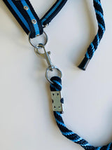 Blue Stripe Headcollar and Leadrope Set