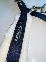 Navy Sparkly Fleece Lined Headcollar and Leadrope Set